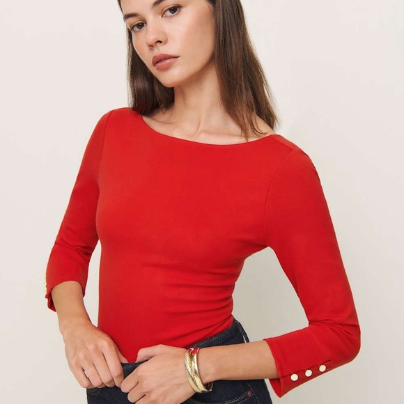 Reformation Jalen Knit Top Red - Size S - Picture 1 of 3